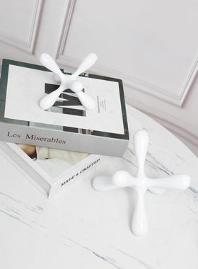 现代白色六角星树脂几何简约现代装饰样板间售楼部桌面艺术摆件