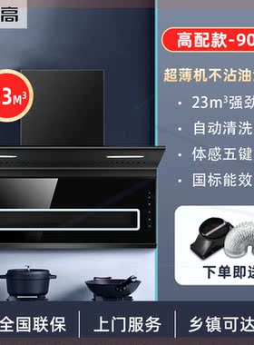 油烟机家用抽油烟机变频大吸力自动清洗静音抽烟机壁挂式S6