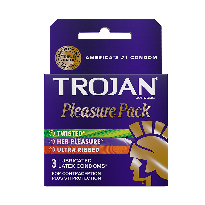 TROJAN战神避孕套Pleasure Pack玩趣礼盒三合一情趣异形激情3只装