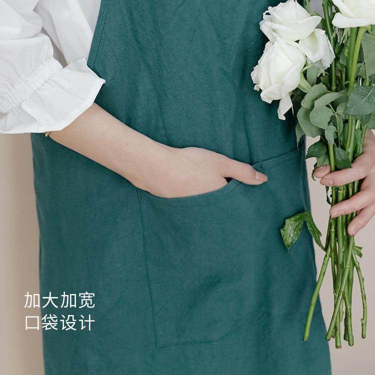 高端大气上档次围裙上班专用日韩棉麻简约风宽肩带纯色防污水洗棉,淘宝优惠券,粉丝福利购,淘宝优惠卷