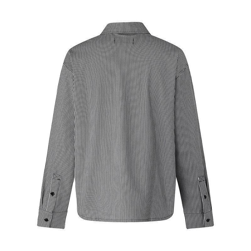 Jordan男子秋季新款条纹休闲宽松外套翻领运动长袖衬衫IB0318-451 - 图0