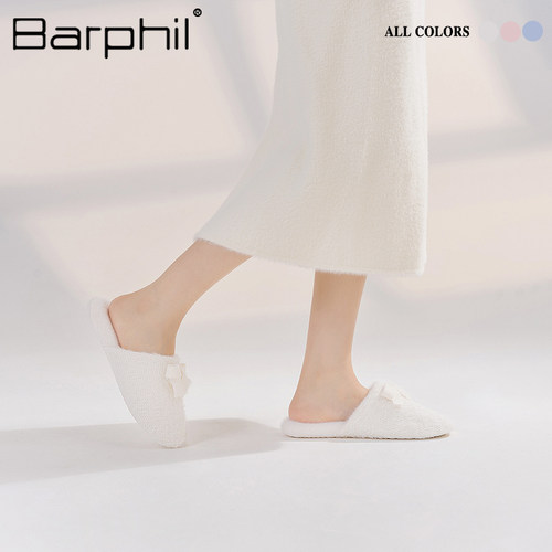 Barphil拖鞋家居室内秋冬2026新款包头女士静音毛绒可爱防滑棉拖 - 图0