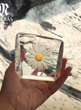 MALERAS向日葵雏菊艺术水晶摆件瑞典太阳花客厅书房卧室玄关装饰