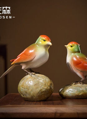 佐森（ZUOSEN）欢喜小鸟卡通纯铜摆件酒柜摆件工艺品办公室桌面摆