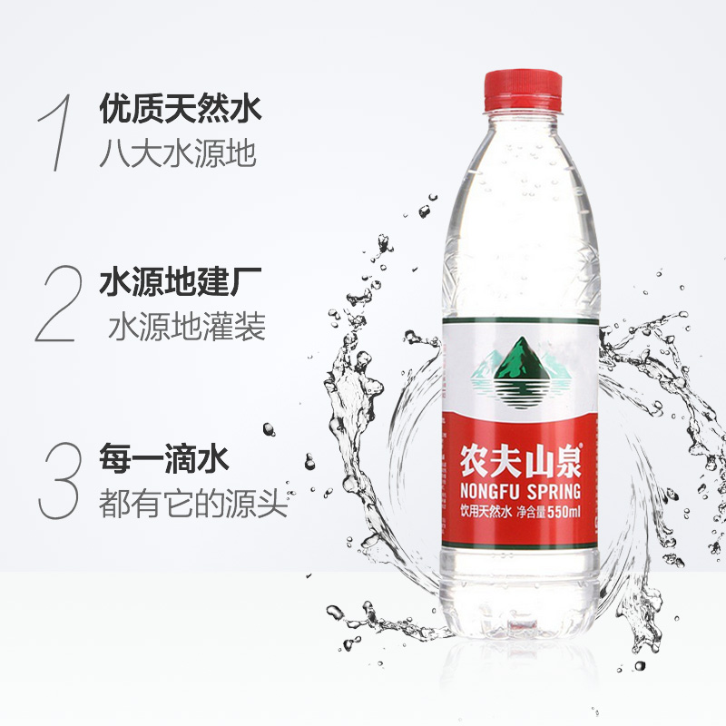 农夫山泉饮用天然水550ml*24瓶整箱批发特价商务会议办公室家用水 - 图1