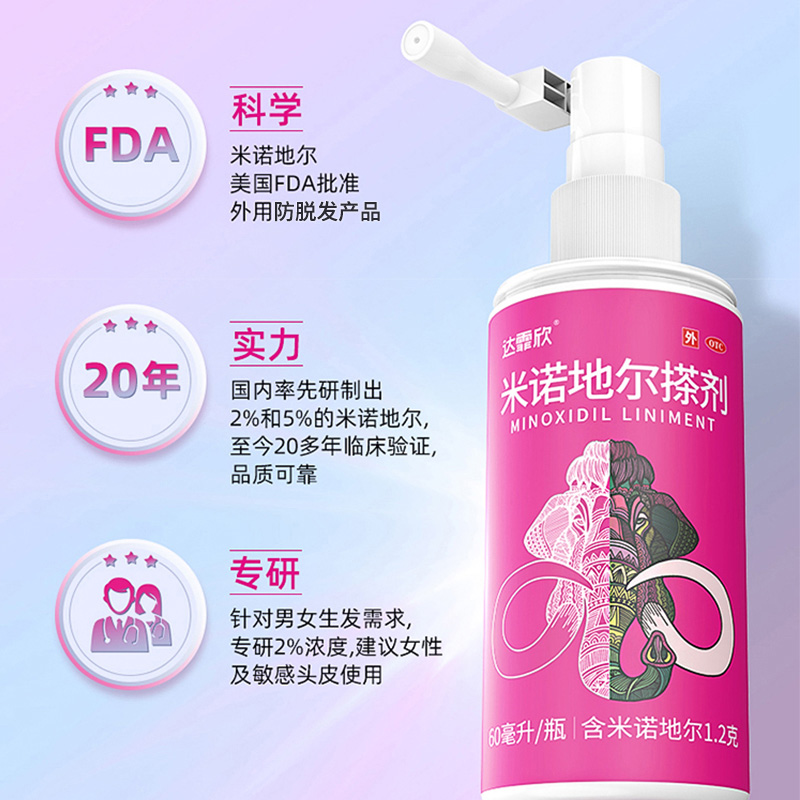 达霏欣米诺地尔搽剂 2% 60ml 5%男女生秃发斑秃米诺地尔酊液 正品 - 图1