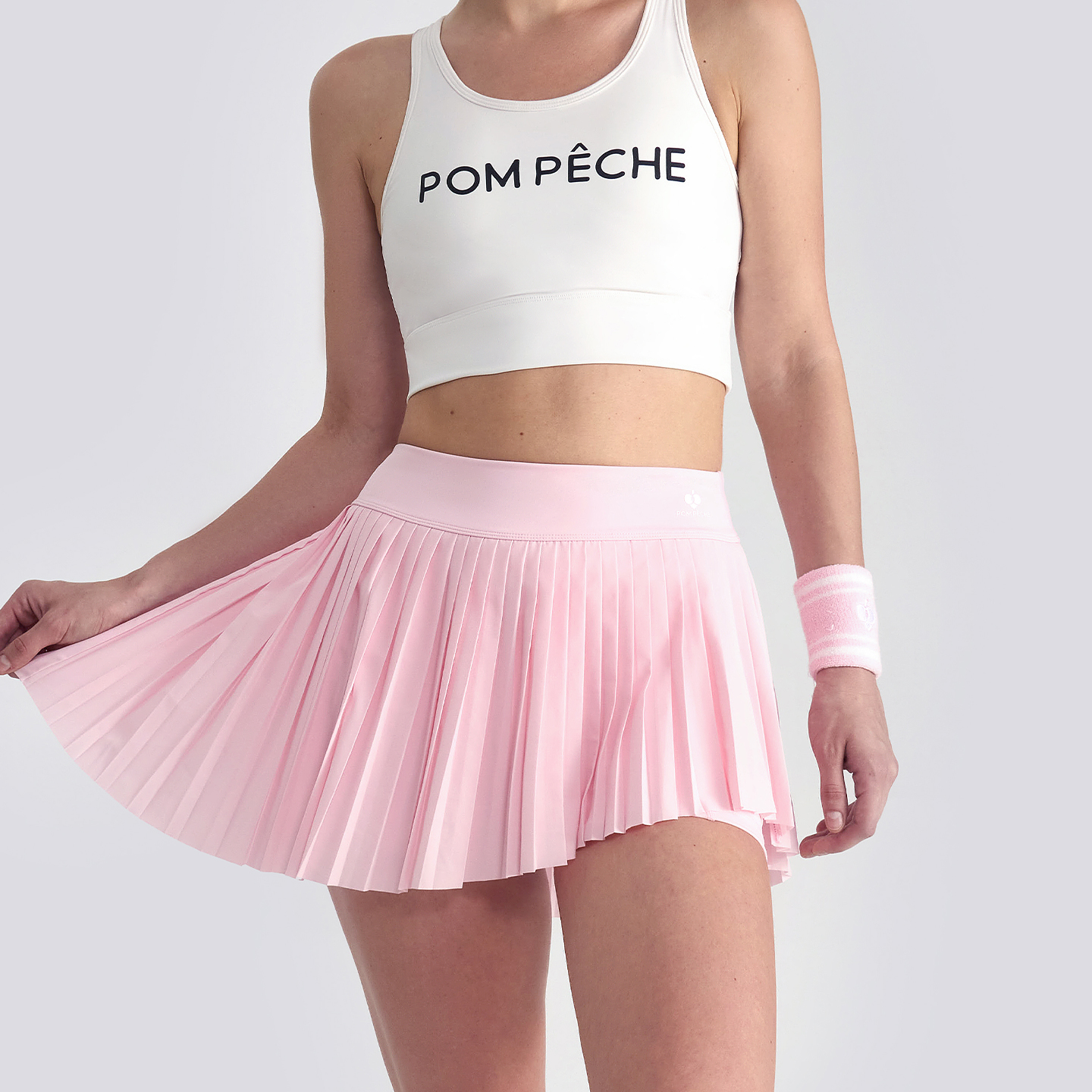 钻石斜切网球裙女士运动短裙含底裤跑步羽毛球百褶半身裙PomPeche - 图3