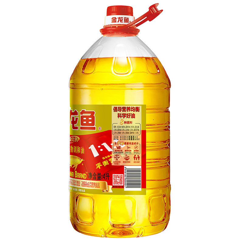 金龙鱼调和油4L/桶装黄金比例食用植物调和油4升家用烹饪炒菜正品 - 图3