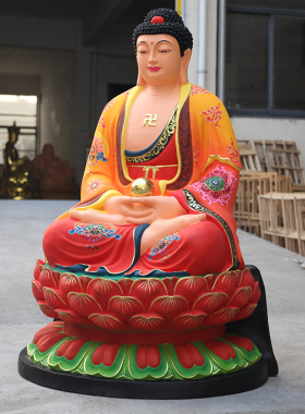 树脂玻璃钢古彩佛祖阿弥陀佛