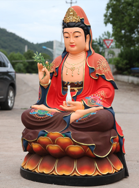 寺庙古彩观世音菩萨莲花神像