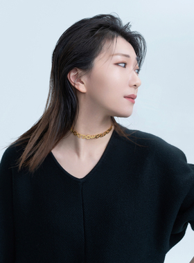 镜相金色项链原创设计小众饰品