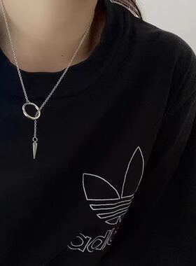 个性圆锥吊坠项链男女同款小众ins冷淡风时尚卫衣链钛钢嘻哈颈链