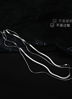 双层蛇骨项链钛钢不褪色