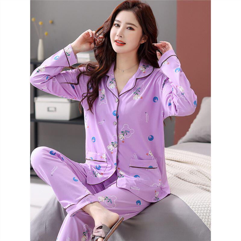 100%纯棉女士睡衣女长袖长裤春秋冬季夏天薄款开衫翻领家居服套装,淘宝优惠券,粉丝福利购,淘宝优惠卷