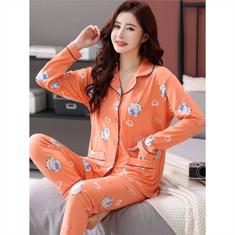 100%纯棉女士睡衣女长袖长裤春秋冬季夏天薄款开衫翻领家居服套装,淘宝优惠券,粉丝福利购,淘宝优惠卷