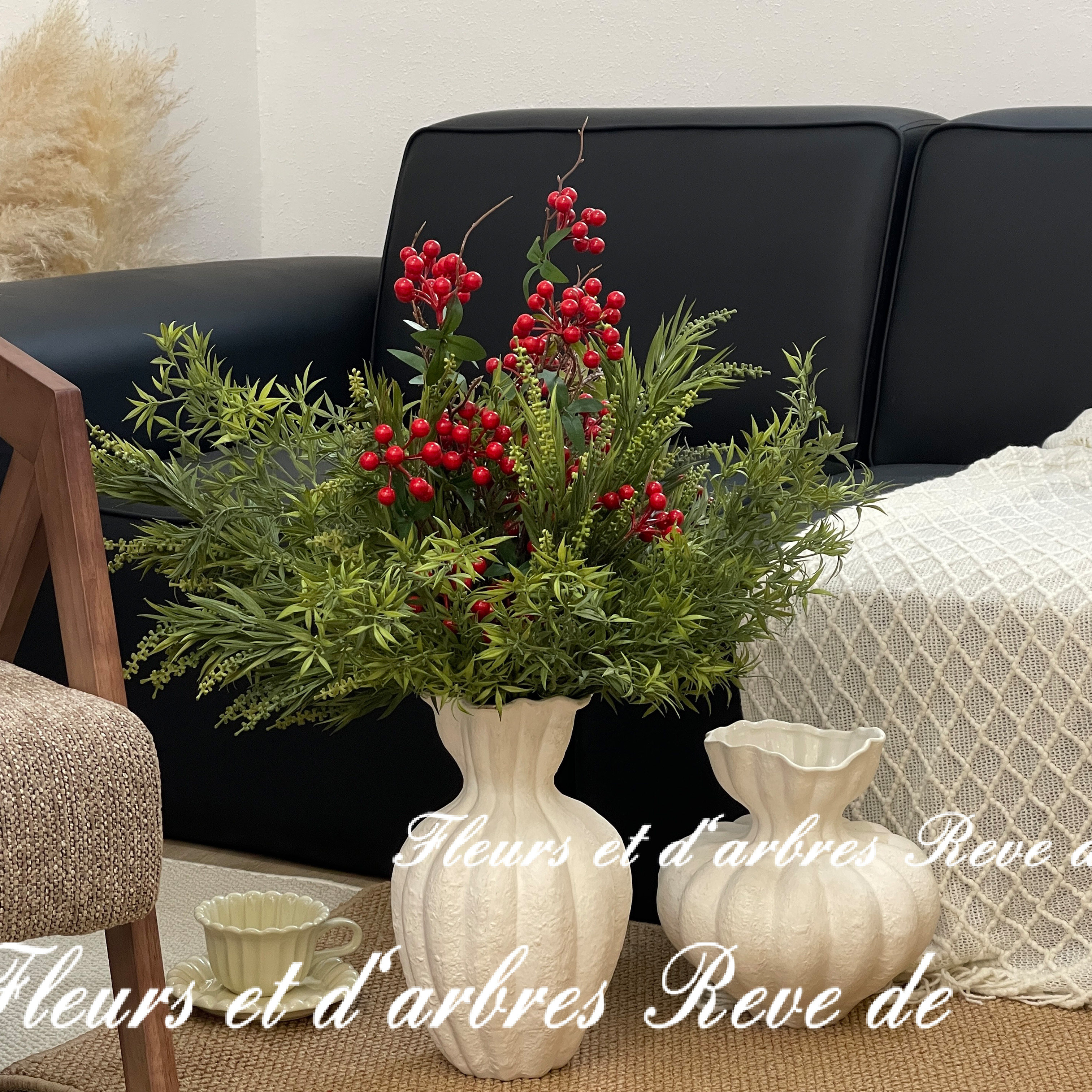 红果冬青仿真绿植过春节日装饰品圣诞摆件花瓶橱窗场景布置摆件草,淘宝优惠券,粉丝福利购,淘宝优惠卷