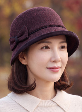 秋冬复古百搭蝴蝶结渔夫帽女遮阳