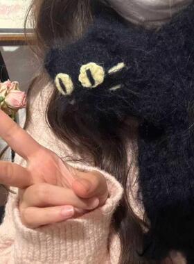 暹罗猫猫围巾毛线手工diy编织材料包钩针手织专用粗线送女生礼物