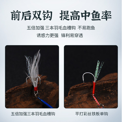 格迪龙铁板路亚假饵亮片双钩远投血槽三本钩vib翘嘴鲈鱼鲅鱼缓沉 - 图2