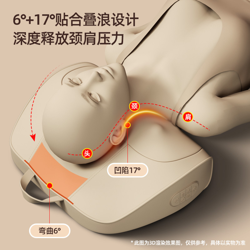 qeqe颈椎按摩器同款枕肩颈按摩仪腰部加热靠枕揉捏热敷家用多功能 - 图2