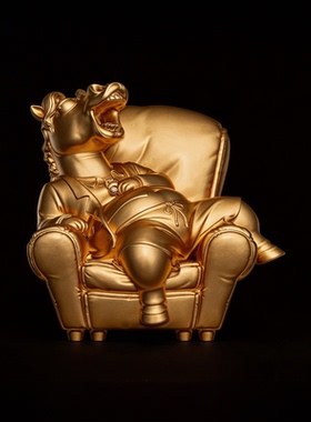 黄铜马上发老板躺赢招财马摆件