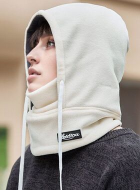 户外保暖帽子男士冬季加绒防风护耳面罩帽子围巾一体骑车雷锋帽