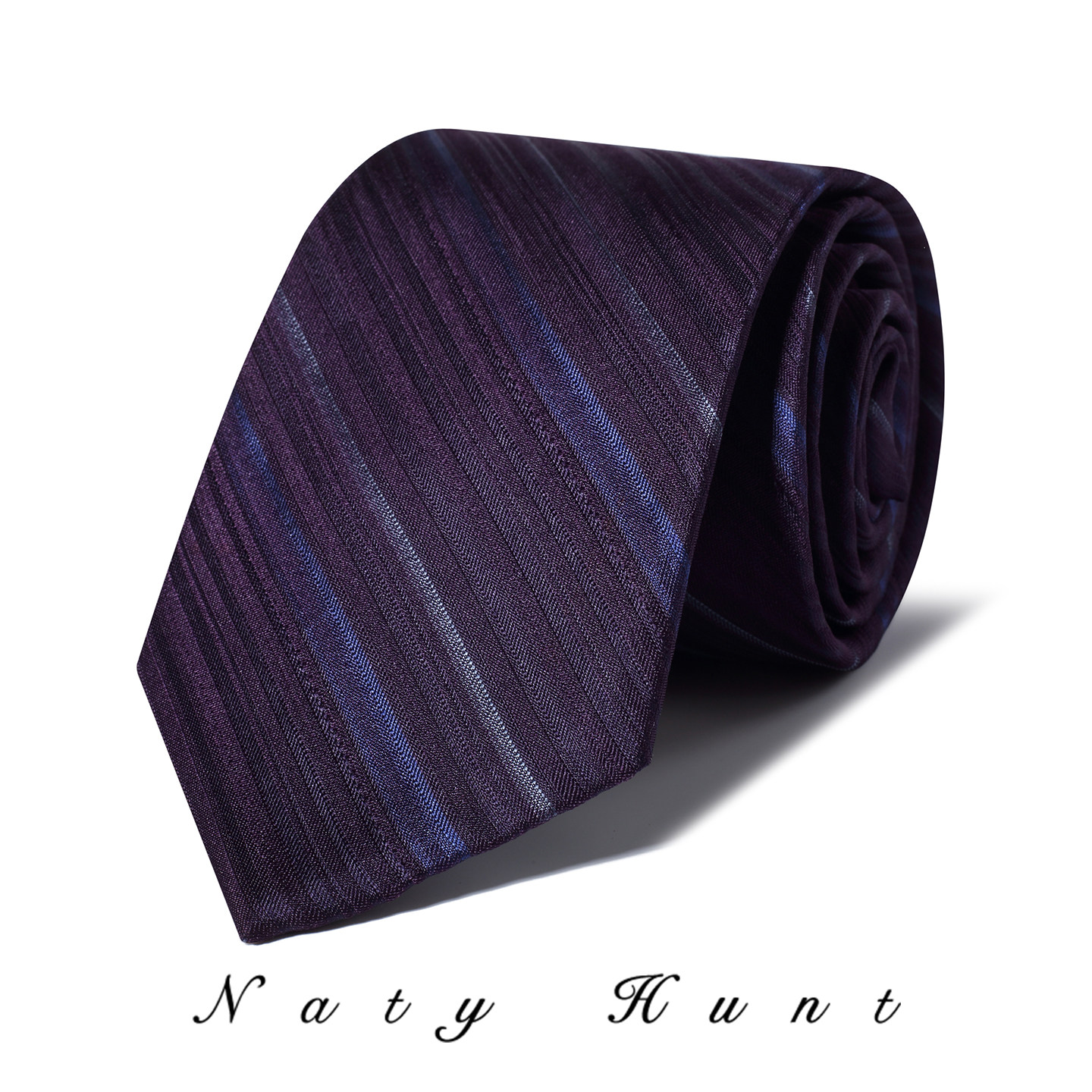 Natyhunt紫途青云时尚条纹桑蚕丝领带8CM轻奢商务手打领带男礼物,淘宝优惠券,粉丝福利购,淘宝优惠卷