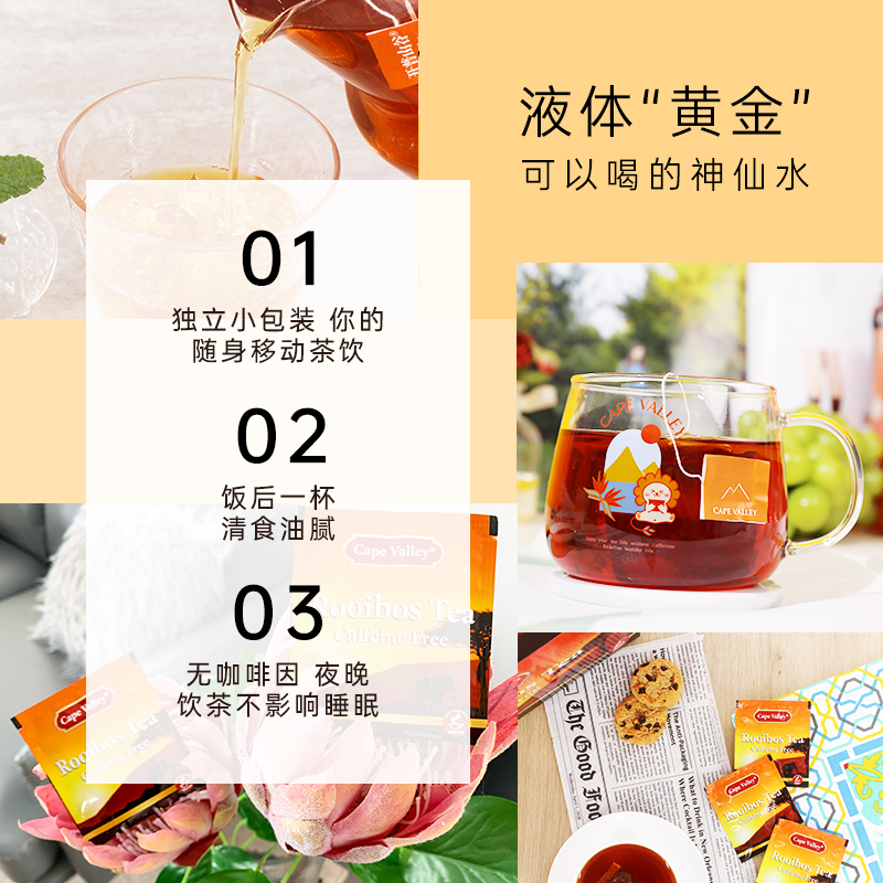 开普山谷路易波士茶南非博士茶国宝养生茶包无咖啡因线叶金雀花茶