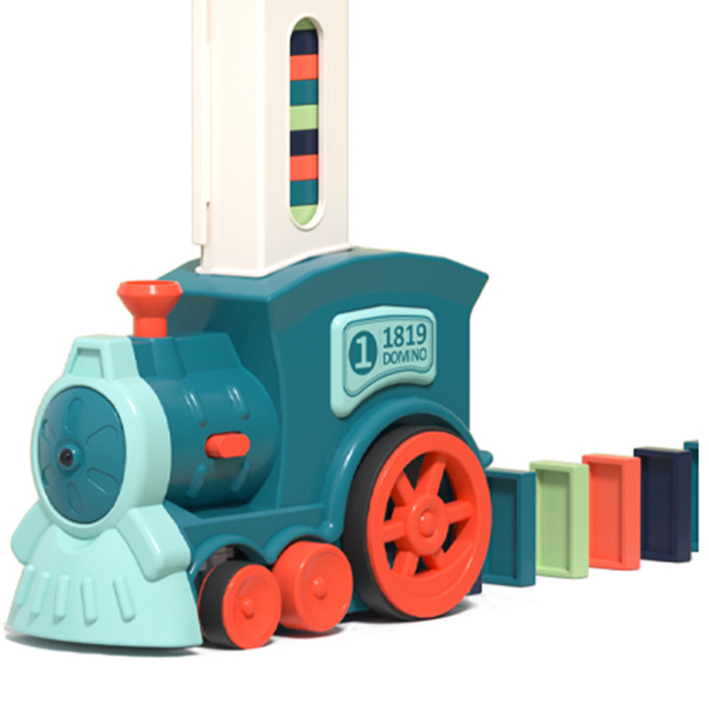 工厂货源多米诺骨牌小火车趣味自动投放积木牌儿童电动益智玩具车-图3