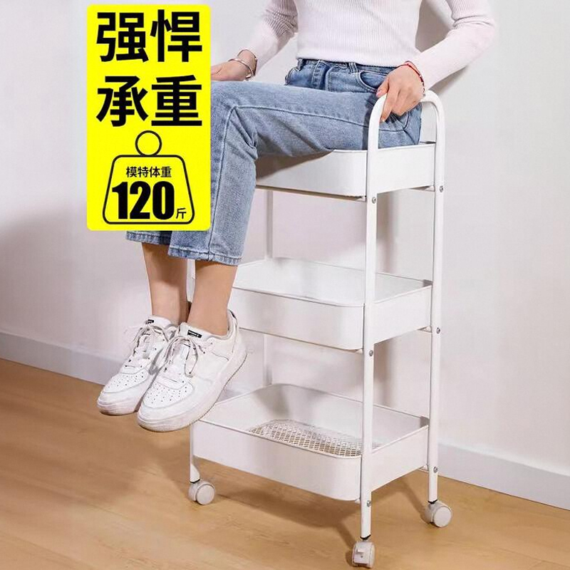 手推车置物架落地多层收纳架浴室带轮小推车多功能玩具零食收纳 - 图1