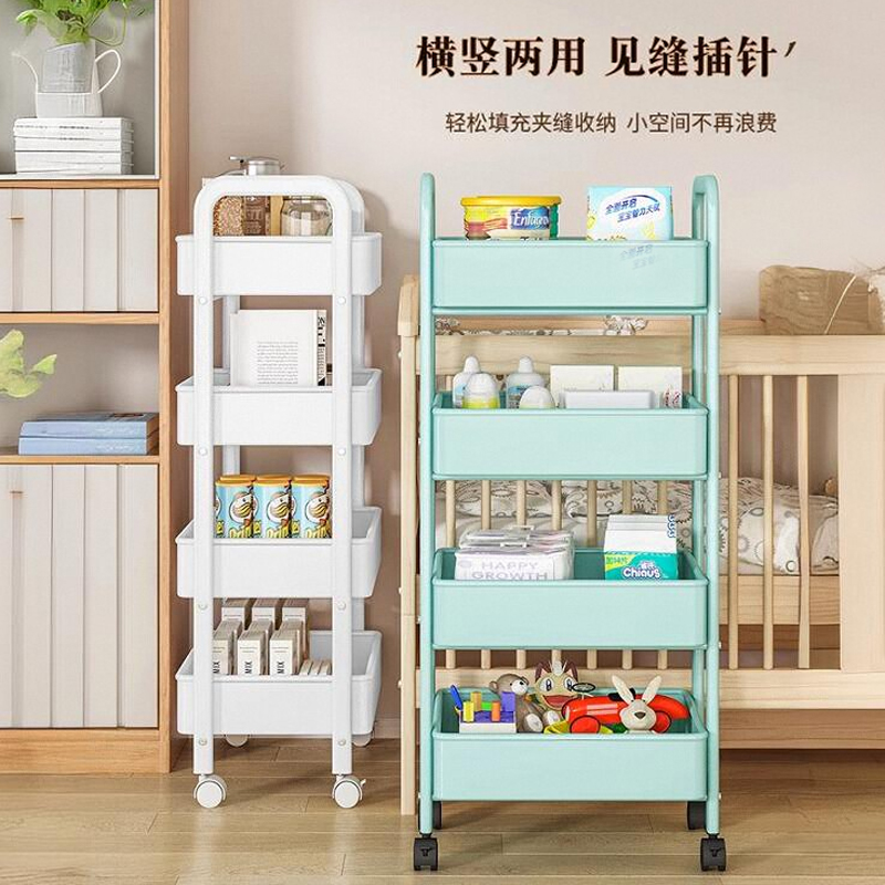 手推车置物架落地多层收纳架浴室带轮小推车多功能玩具零食收纳 - 图2
