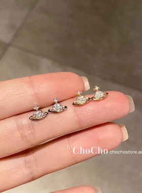 日系cherrykokos925银镶钻石星球耳钉小众设计时尚百搭高级感轻奢