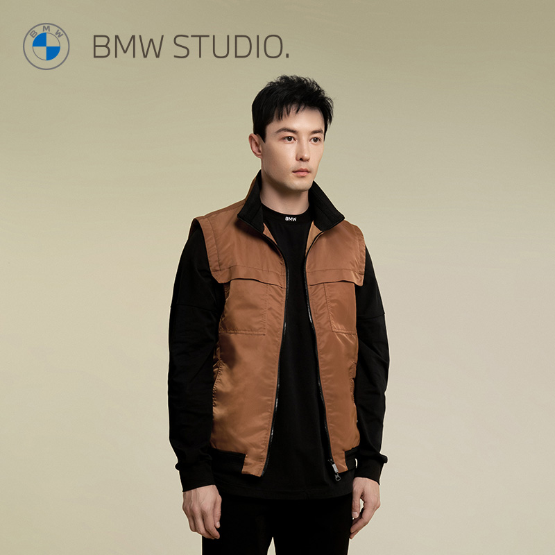 BMW Studio宝马男装秋冬季新款通勤百搭舒适保暖简约男士裥棉马甲 - 图0