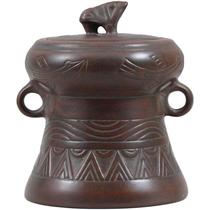 Qinzhou Mud Xingtao Bronze Drum Tea Leaf Jar Guangxi Zhuang and Zhuang characteristics Guan Tao Yixing Natural kilns to store tea leaves