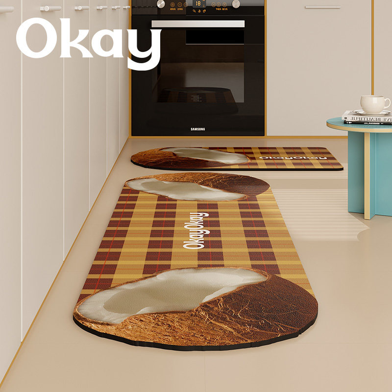 okay苹果椰子厨房地垫吸水吸油防滑耐脏脚垫高级感百搭简约地垫子,淘宝优惠券,粉丝福利购,淘宝优惠卷