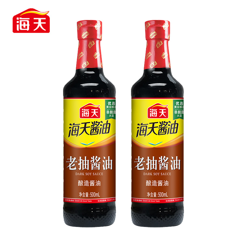 海天老抽酱油500ml 厨房经典调味品烹饪炒菜红烧上色调料酿造酱油 - 图0