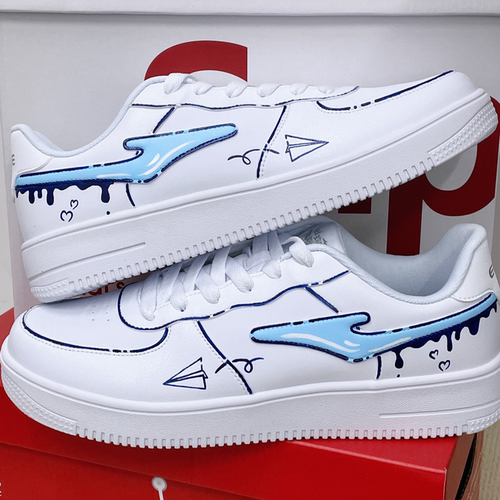 【定制球鞋】鸿星尔克空军一号复古水墨国风晕染防滑耐磨低帮板鞋 - 图1