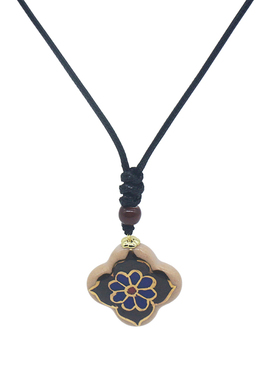 敦煌莲花藻井纹景德镇陶瓷泥四叶草锁骨毛衣链非遗手工绘