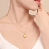 Золотая подвеска, золотое ожерелье, четырехлистный клевер, подарок на день рождения