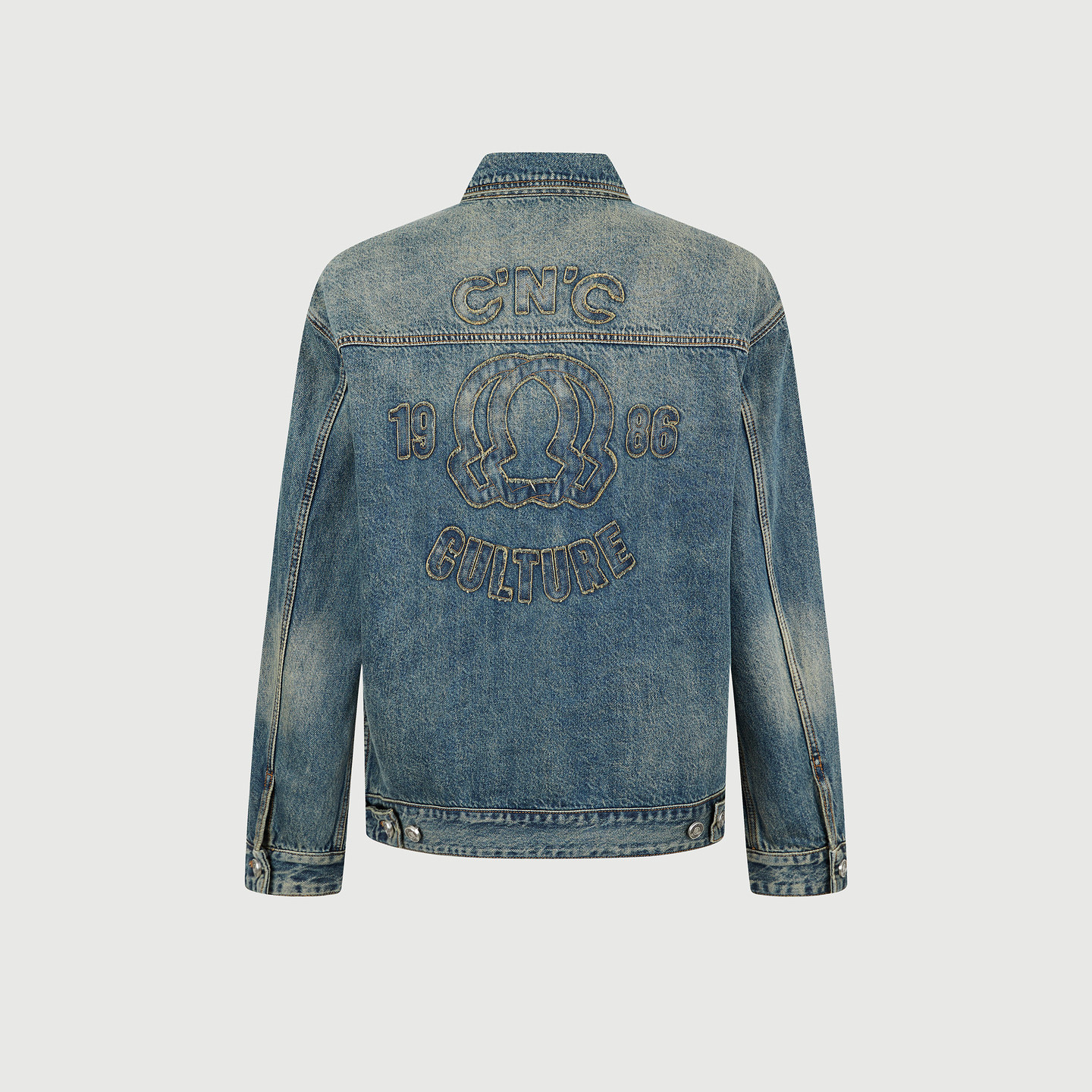 【100%棉】CNC男装奥莱时髦复古水洗牛仔夹克男新款翻领拉链外套,淘宝优惠券,粉丝福利购,淘宝优惠卷