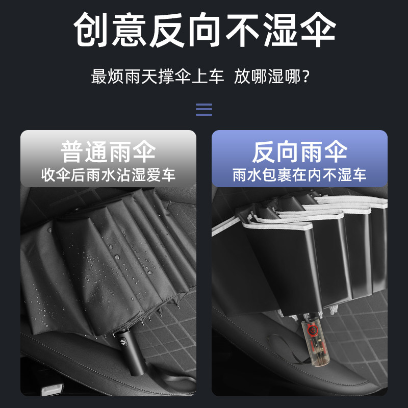 全自动机械黑胶遮阳防晒防回弹反向伞男士大号加固加厚晴雨伞定制,淘宝优惠券,粉丝福利购,淘宝优惠卷