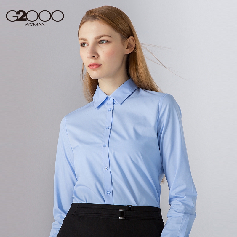 G2000女装春季休闲衬衣OL通勤商务纯色长袖衬衫