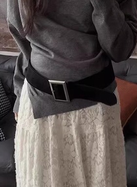 复古y2k麂皮绒面宽版腰带女士美式潮流朋克牛仔裤皮带连衣裙腰封
