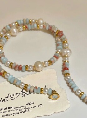 仿天然寿山石珍珠手链女轻奢小众精致手串高级感弹力绳串珠手饰品