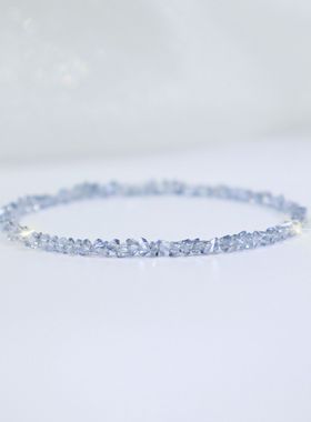 极细奥地利蓝水晶手链女弹力绳粉香槟色叠戴手串轻奢简约闺蜜礼物