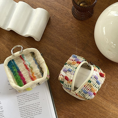 复古简约蓝牙耳机包迷你零钱收纳小包个性小巧包包挂件便携随身包 - 图1