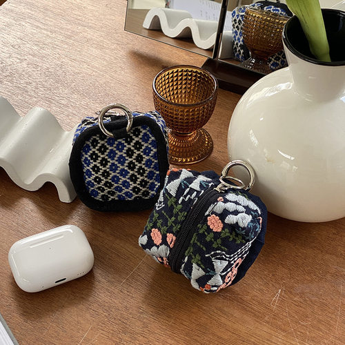 复古简约蓝牙耳机包迷你零钱收纳小包个性小巧包包挂件便携随身包 - 图0
