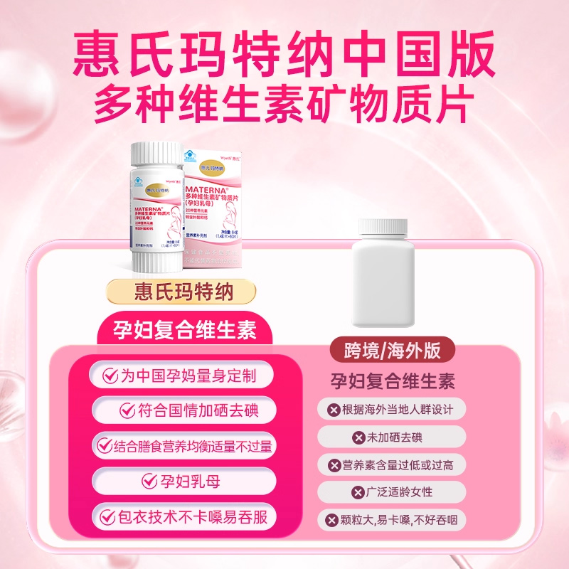 【旗舰店】惠氏玛特纳中国版复合维生素孕妇叶酸多维片全孕期营养
