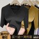 Solid color v-neck five-quarter sleeve women's 2025 spring and autumn slim fit inner layered shirt Western style threaded mid-sleeve top