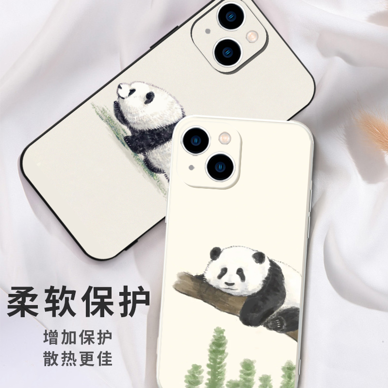 大熊猫和花手机壳苹果13华为mate40适用iPhone14promax成12小熊猫OPPO周边小米11果赖vivo熊猫30国宝可爱花花